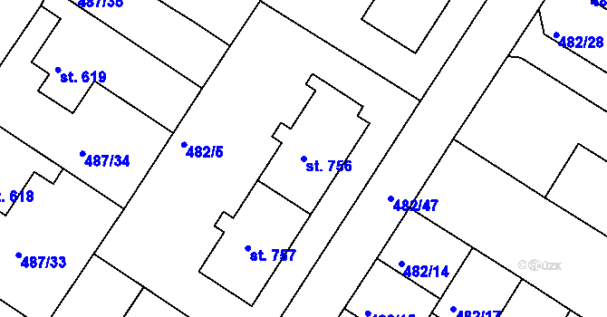 Parcela st. 756 v KÚ Letohrad, Katastrální mapa