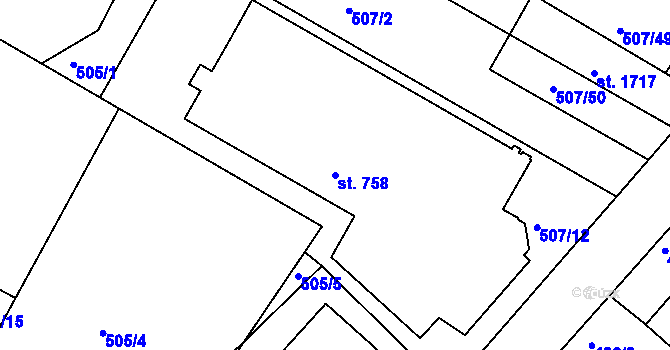 Parcela st. 758 v KÚ Letohrad, Katastrální mapa