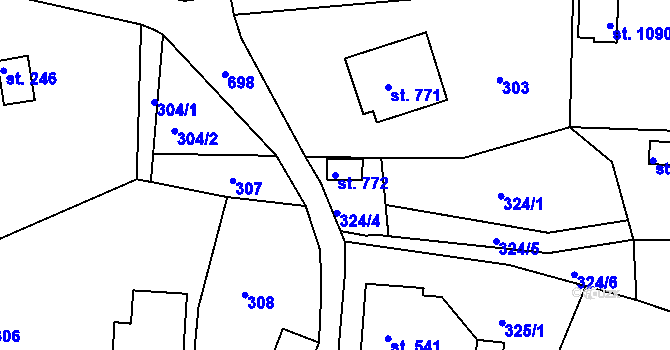 Parcela st. 772 v KÚ Letohrad, Katastrální mapa