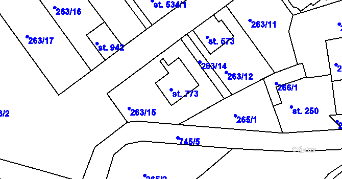 Parcela st. 773 v KÚ Letohrad, Katastrální mapa