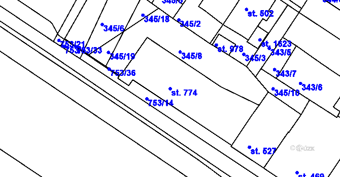 Parcela st. 774 v KÚ Letohrad, Katastrální mapa