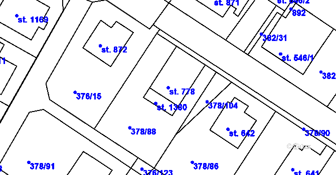 Parcela st. 778 v KÚ Letohrad, Katastrální mapa