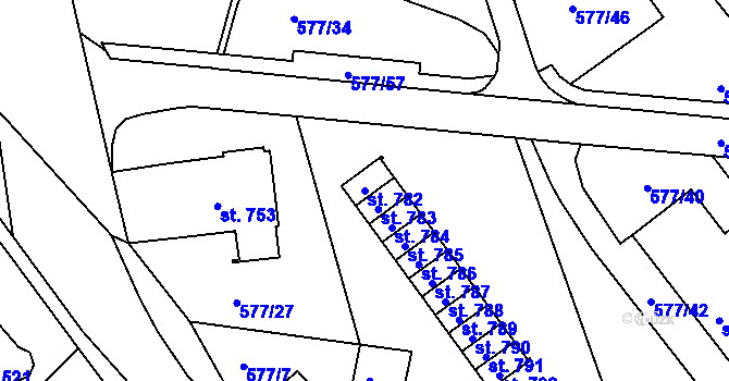 Parcela st. 782 v KÚ Letohrad, Katastrální mapa