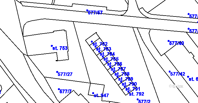 Parcela st. 784 v KÚ Letohrad, Katastrální mapa