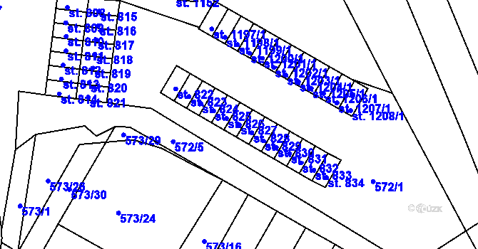 Parcela st. 827 v KÚ Letohrad, Katastrální mapa