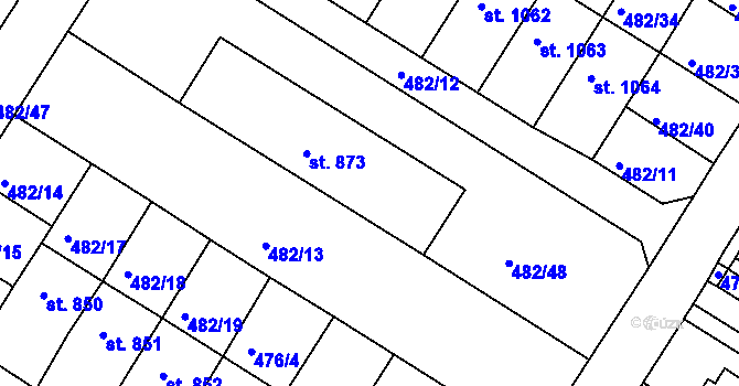 Parcela st. 873 v KÚ Letohrad, Katastrální mapa