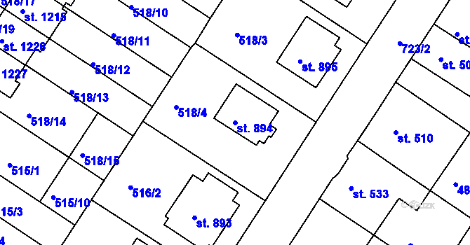 Parcela st. 894 v KÚ Letohrad, Katastrální mapa