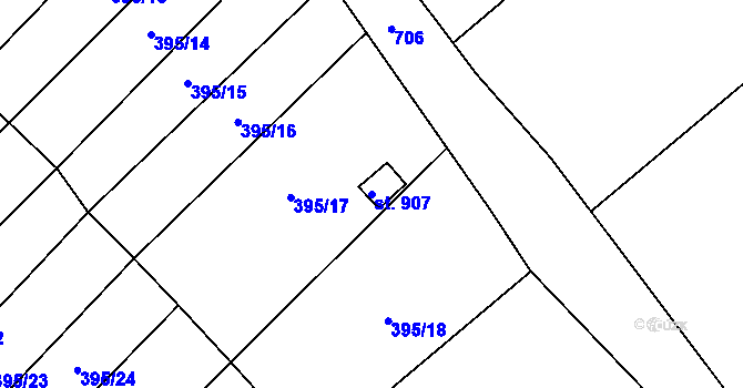 Parcela st. 907 v KÚ Letohrad, Katastrální mapa