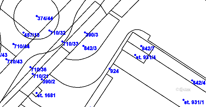 Parcela st. 931/2 v KÚ Letohrad, Katastrální mapa