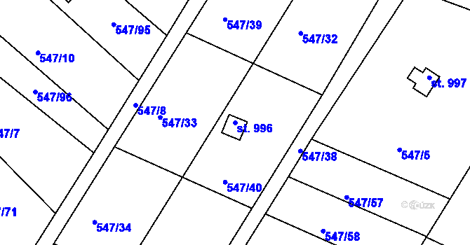 Parcela st. 996 v KÚ Letohrad, Katastrální mapa