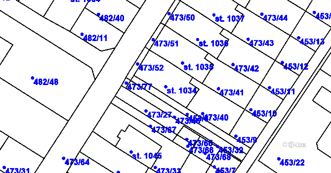 Parcela st. 1034 v KÚ Letohrad, Katastrální mapa