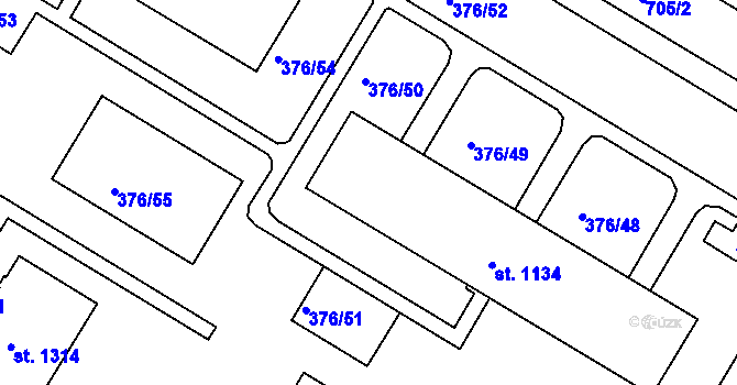 Parcela st. 1134 v KÚ Letohrad, Katastrální mapa