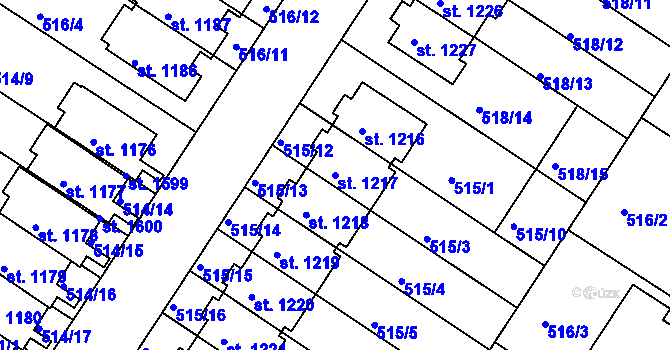 Parcela st. 1217 v KÚ Letohrad, Katastrální mapa
