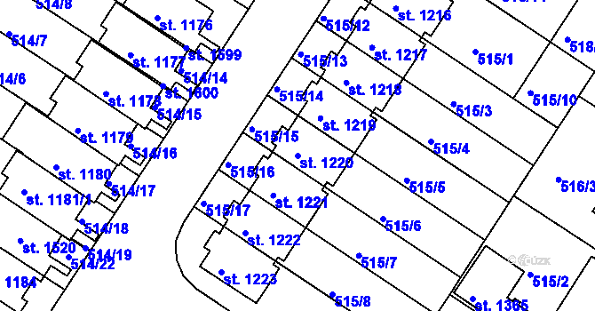 Parcela st. 1220 v KÚ Letohrad, Katastrální mapa
