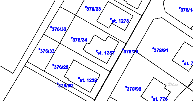 Parcela st. 1237 v KÚ Letohrad, Katastrální mapa