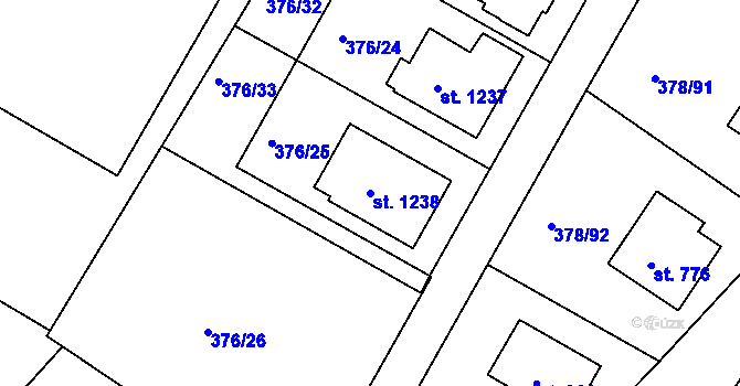 Parcela st. 1238 v KÚ Letohrad, Katastrální mapa