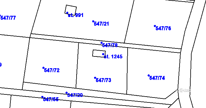 Parcela st. 1245 v KÚ Letohrad, Katastrální mapa