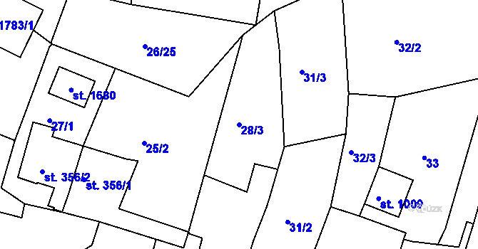 Parcela st. 28/3 v KÚ Letohrad, Katastrální mapa