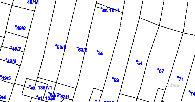 Parcela st. 55 v KÚ Letohrad, Katastrální mapa