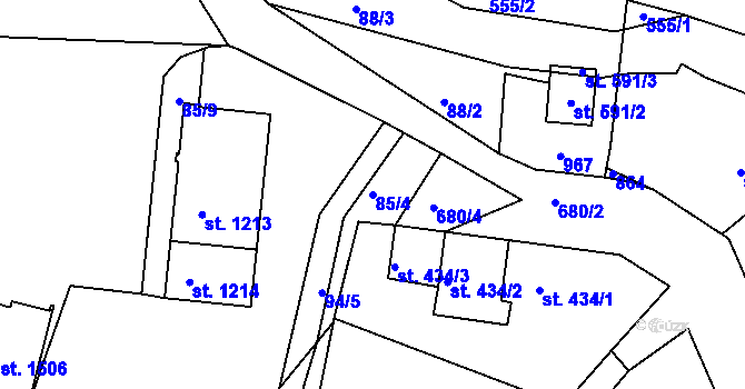 Parcela st. 85/4 v KÚ Letohrad, Katastrální mapa