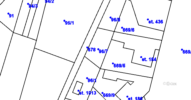 Parcela st. 96/1 v KÚ Letohrad, Katastrální mapa