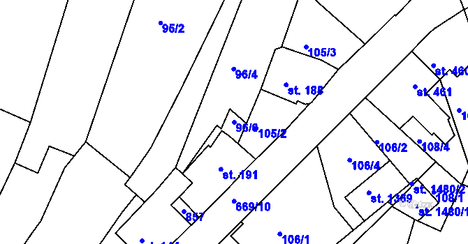 Parcela st. 96/6 v KÚ Letohrad, Katastrální mapa