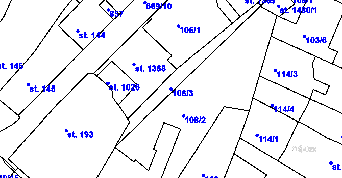 Parcela st. 106/3 v KÚ Letohrad, Katastrální mapa