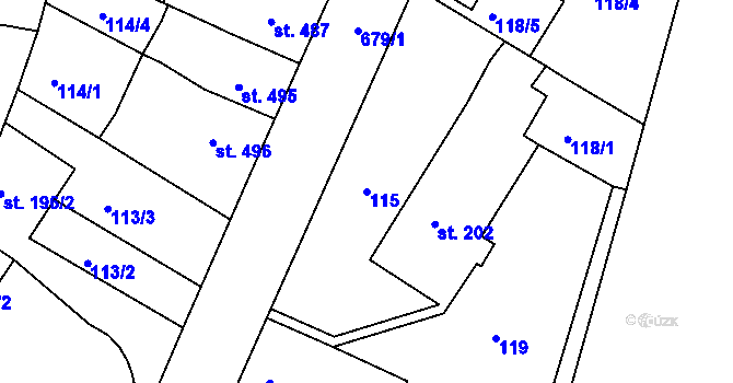 Parcela st. 115 v KÚ Letohrad, Katastrální mapa
