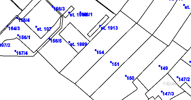 Parcela st. 154 v KÚ Letohrad, Katastrální mapa