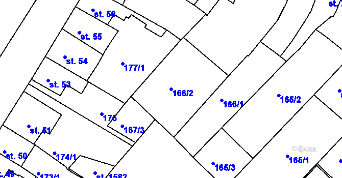 Parcela st. 166/2 v KÚ Letohrad, Katastrální mapa