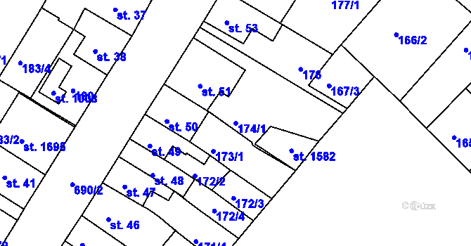 Parcela st. 174/1 v KÚ Letohrad, Katastrální mapa