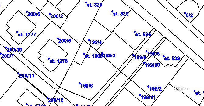 Parcela st. 199/3 v KÚ Letohrad, Katastrální mapa