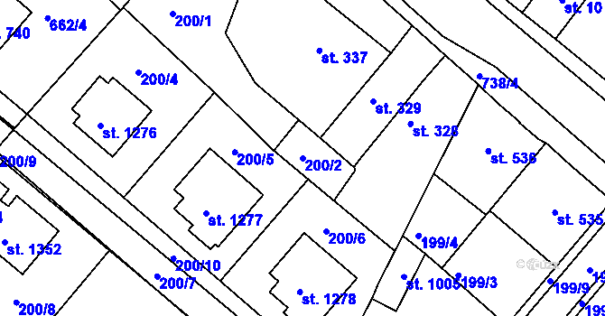 Parcela st. 200/2 v KÚ Letohrad, Katastrální mapa