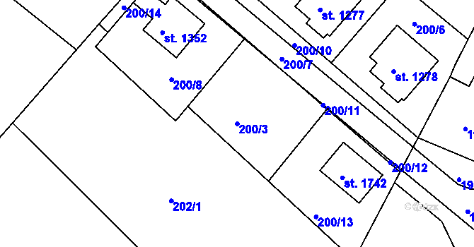 Parcela st. 200/3 v KÚ Letohrad, Katastrální mapa