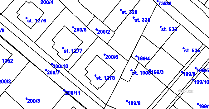 Parcela st. 200/6 v KÚ Letohrad, Katastrální mapa