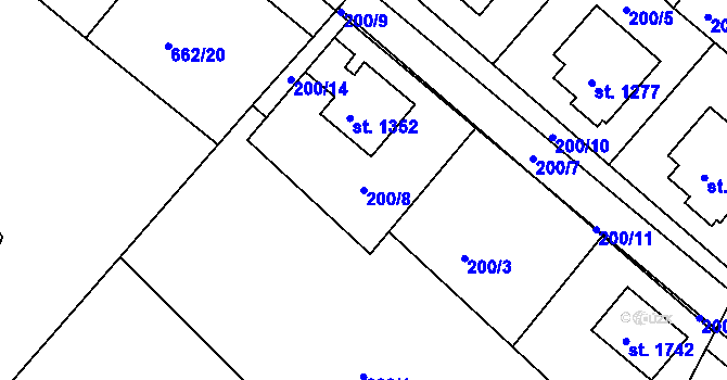 Parcela st. 200/8 v KÚ Letohrad, Katastrální mapa