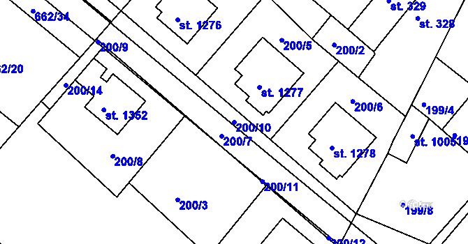 Parcela st. 200/10 v KÚ Letohrad, Katastrální mapa
