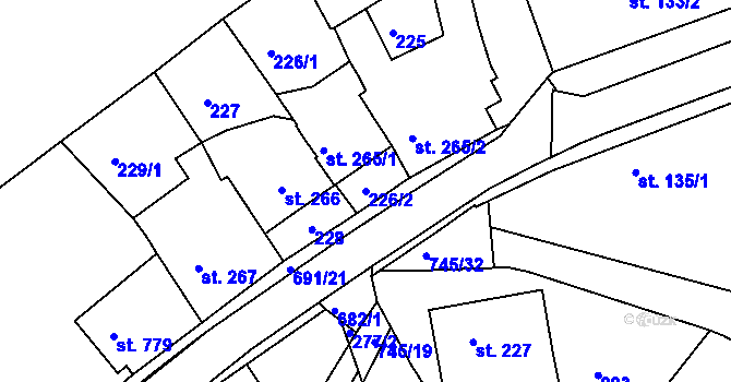 Parcela st. 226/2 v KÚ Letohrad, Katastrální mapa