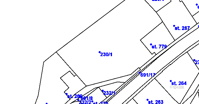 Parcela st. 230/1 v KÚ Letohrad, Katastrální mapa