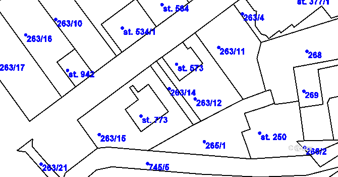 Parcela st. 263/14 v KÚ Letohrad, Katastrální mapa