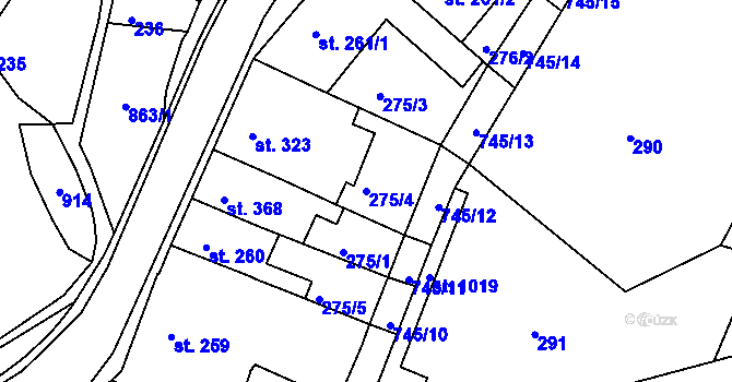 Parcela st. 275/4 v KÚ Letohrad, Katastrální mapa