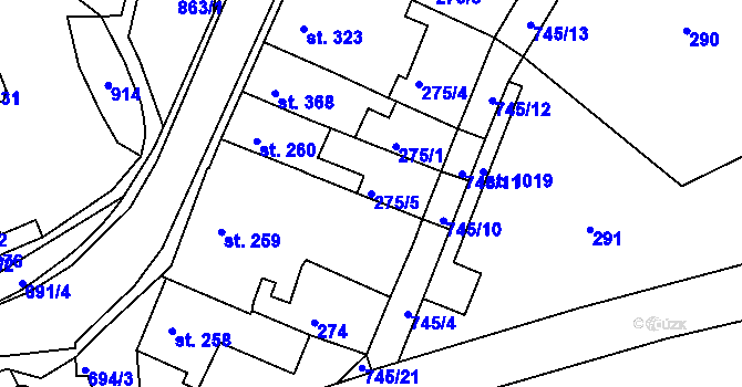 Parcela st. 275/5 v KÚ Letohrad, Katastrální mapa