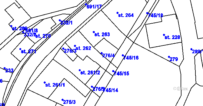 Parcela st. 276/4 v KÚ Letohrad, Katastrální mapa