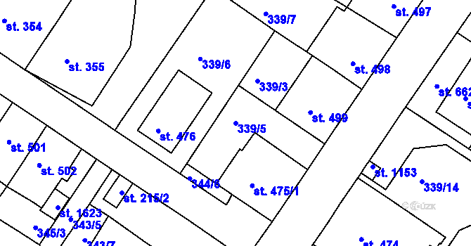 Parcela st. 339/5 v KÚ Letohrad, Katastrální mapa