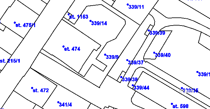 Parcela st. 339/9 v KÚ Letohrad, Katastrální mapa