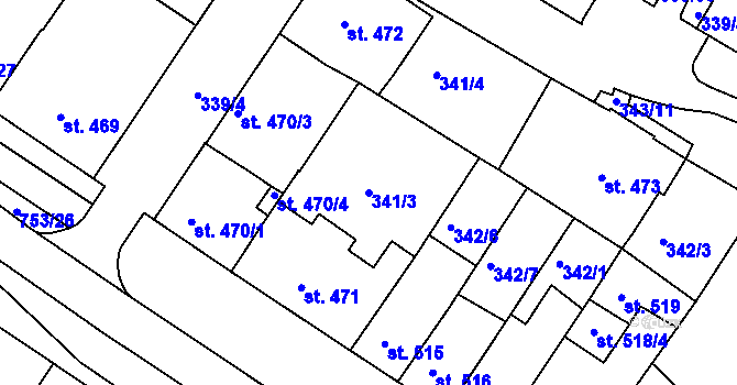 Parcela st. 341/3 v KÚ Letohrad, Katastrální mapa