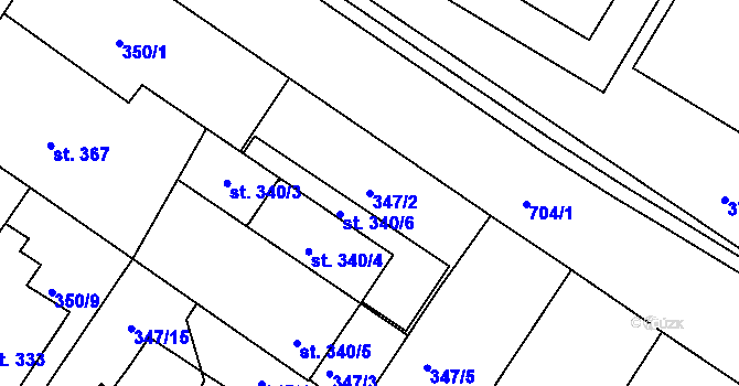 Parcela st. 347/2 v KÚ Letohrad, Katastrální mapa