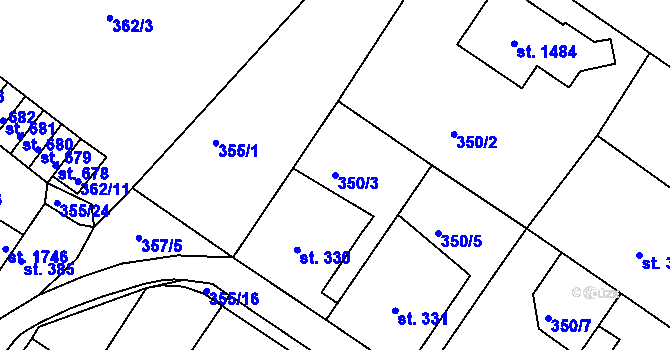 Parcela st. 350/3 v KÚ Letohrad, Katastrální mapa