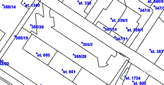 Parcela st. 355/2 v KÚ Letohrad, Katastrální mapa