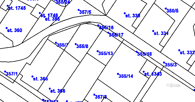 Parcela st. 355/13 v KÚ Letohrad, Katastrální mapa